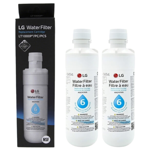 LG LT1000P 6 Month 200 Gallon Refrigerator Water Filter White NSF42 NSF53 NSF401 ADQ74793501 ADQ75795105 Replacement Water Filter LG LT1000P